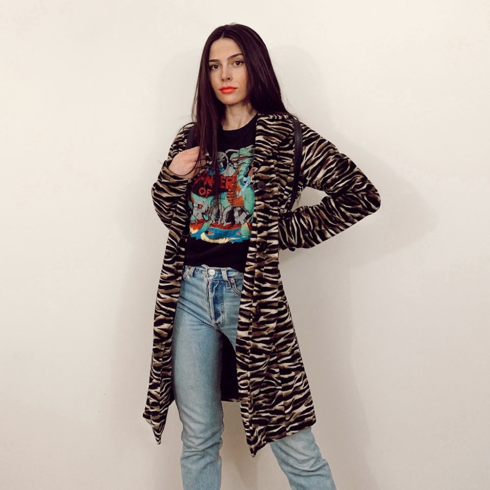 tiger print long coat